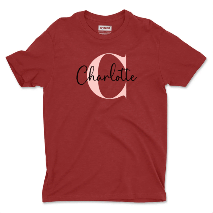 Custom Monogram Name T - shirt - Classic - Maroon / XS - T - Shirt