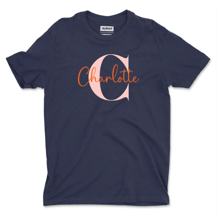 Custom Monogram Name T - shirt - Classic - Navy Blue / XS - T - Shirt