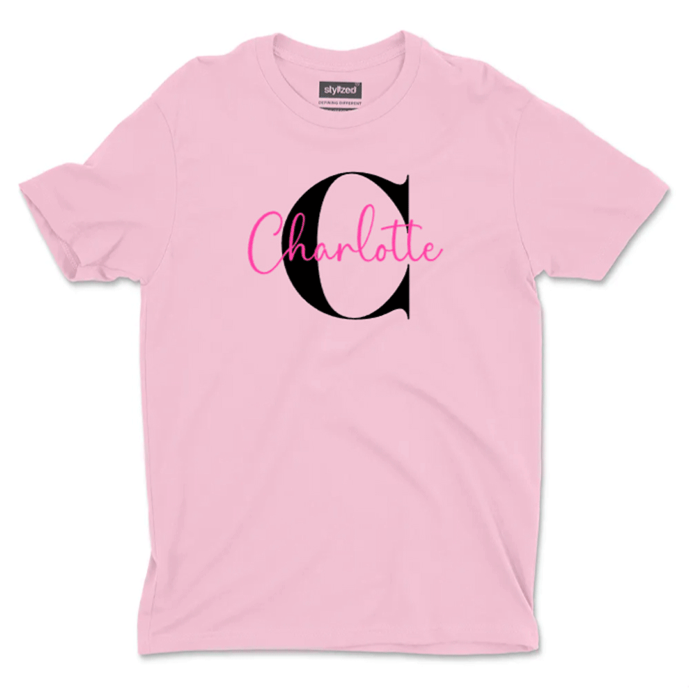 Custom Monogram Name T - shirt - Classic - Pink / XS - T - Shirt