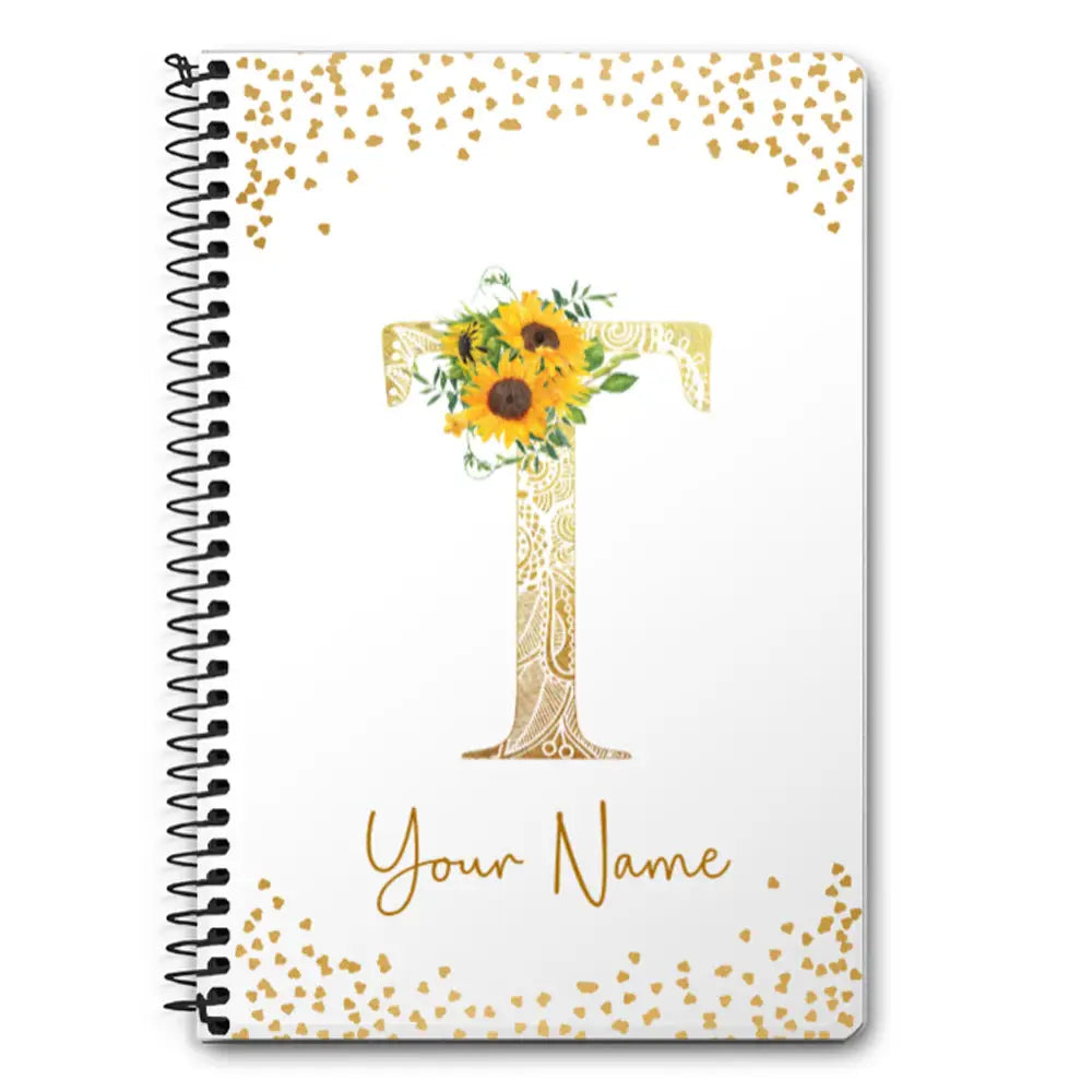 A5 Spiral Notebook Floral Mandala Initial Notebook - Stylizedd