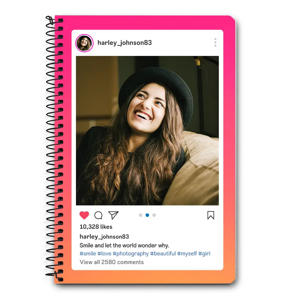 A5 Spiral Notebook Custom Photo Instagram Post Template, Notebook - Stylizedd