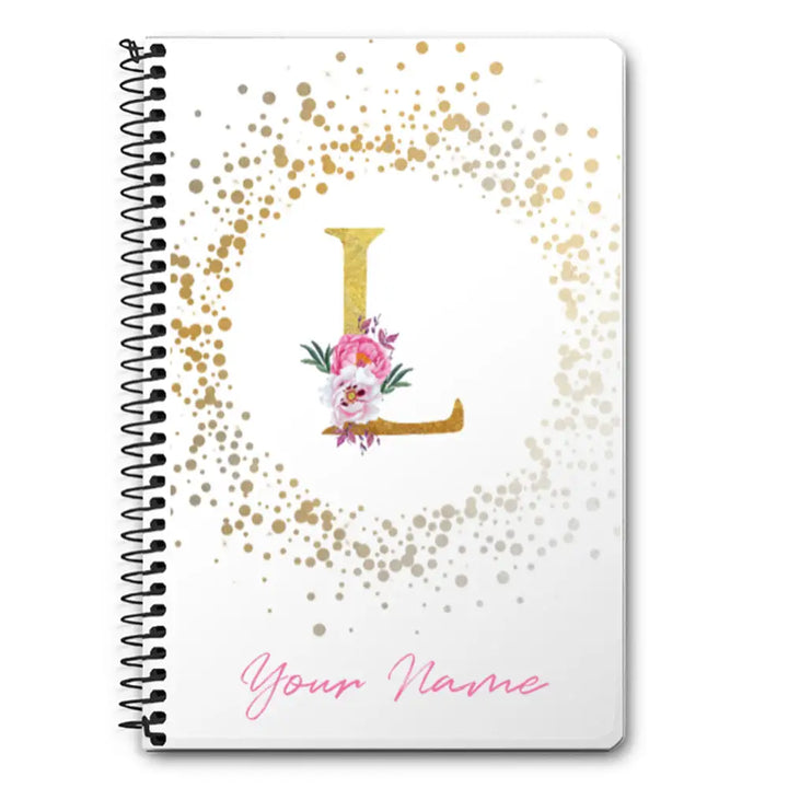 A5 Spiral Notebook Floral Initial Notebook - Stylizedd