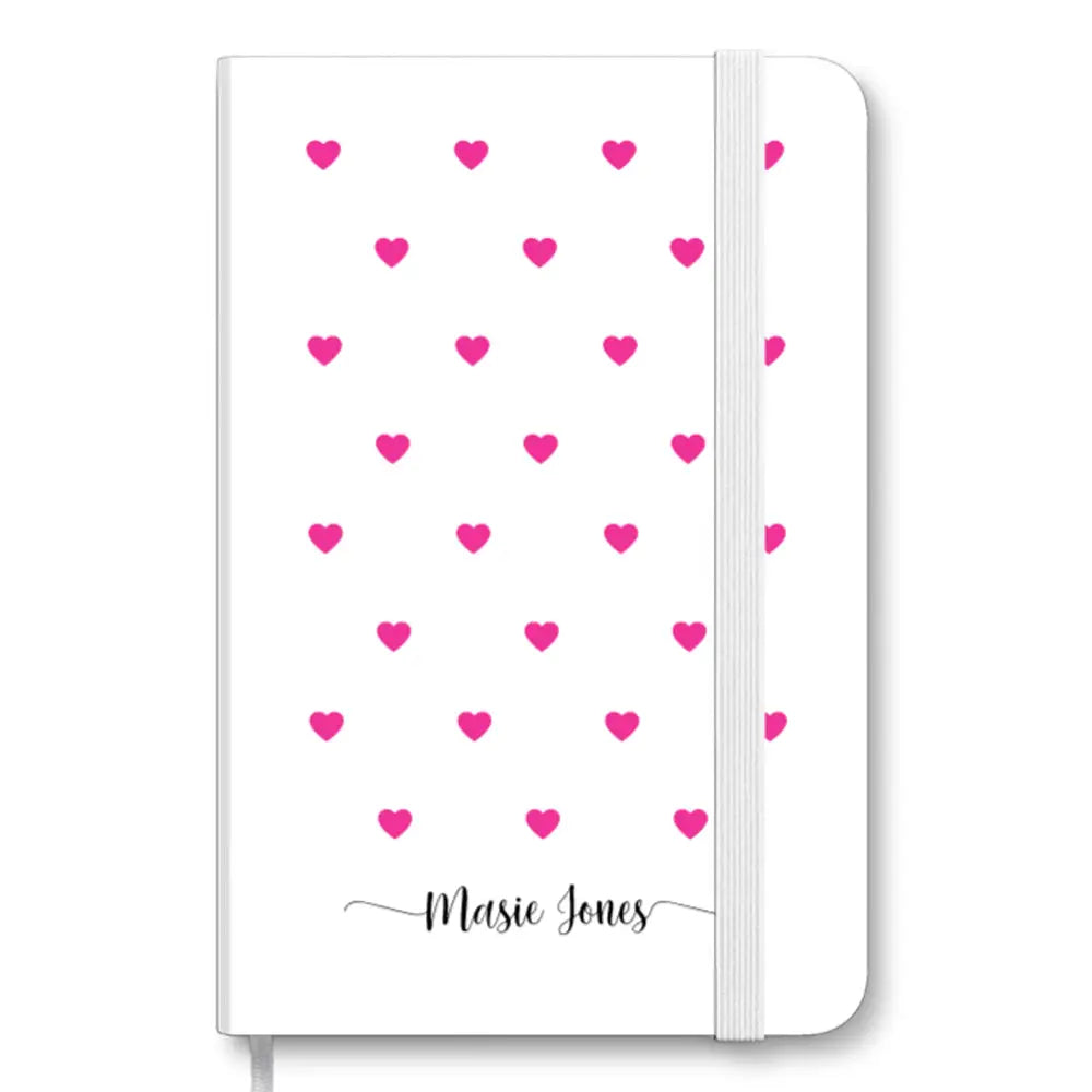 A5 Pu Leather Notebook Heart Pattern Custom Text, My Name Notebook - Stylizedd