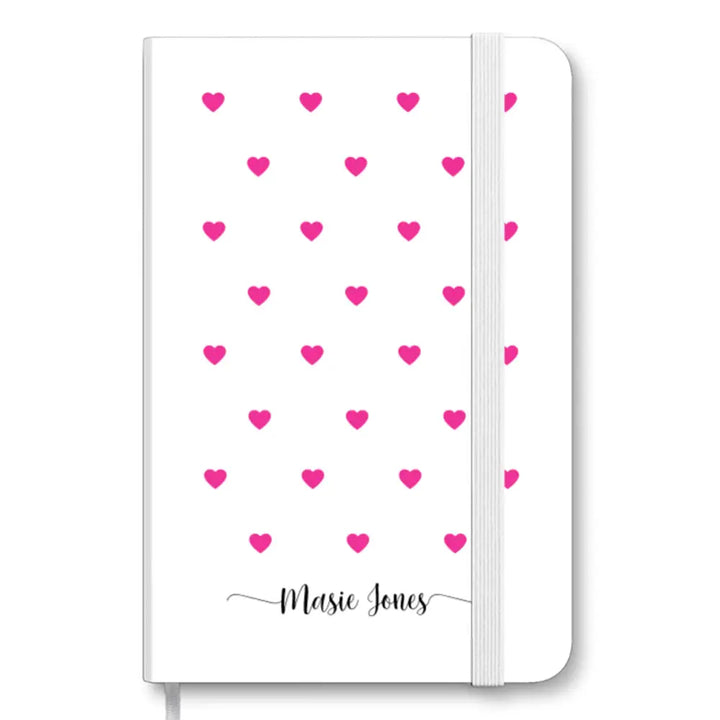 A5 Pu Leather Notebook Heart Pattern Custom Text, My Name Notebook - Stylizedd