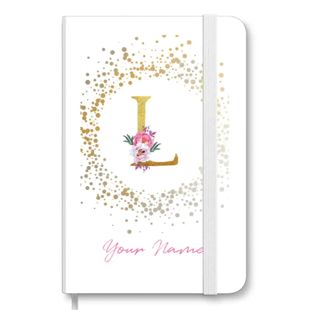 A5 Pu Leather Notebook Floral Initial Notebook - Stylizedd