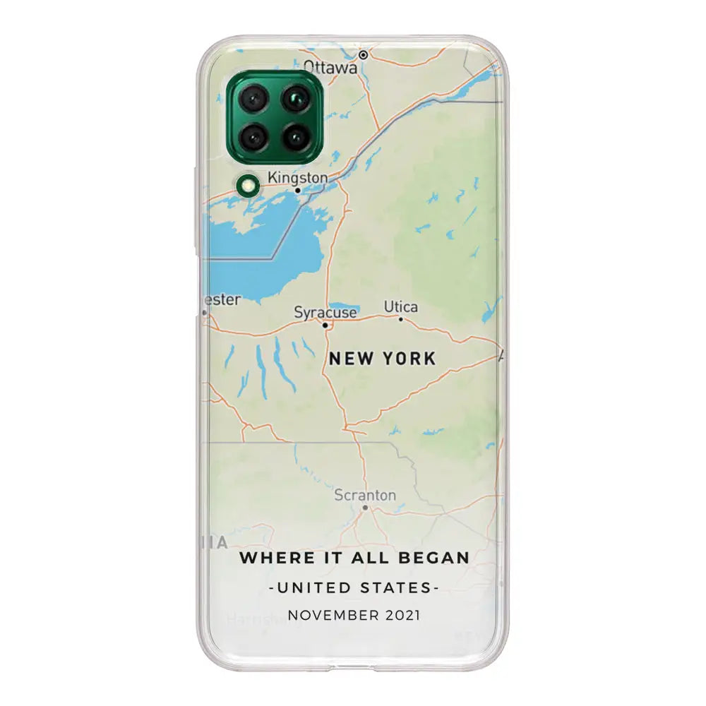 Huawei Nova 7i / P40 lite / Clear Classic Personalized map, Phone Case - Huawei - Stylizedd.com