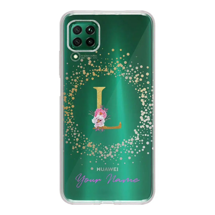 Huawei Nova 7i / P40 lite / Clear Classic Floral Initial Phone Case - Huawei - Stylizedd.com