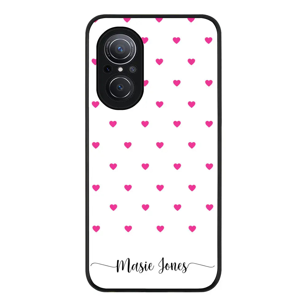 Huawei Nova 9 SE / Rugged Black Heart Pattern Custom Text, My Name Phone Case - Huawei - Stylizedd.com