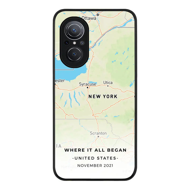 Huawei Nova 9 SE / Rugged Black Personalized map, Phone Case - Huawei - Stylizedd.com