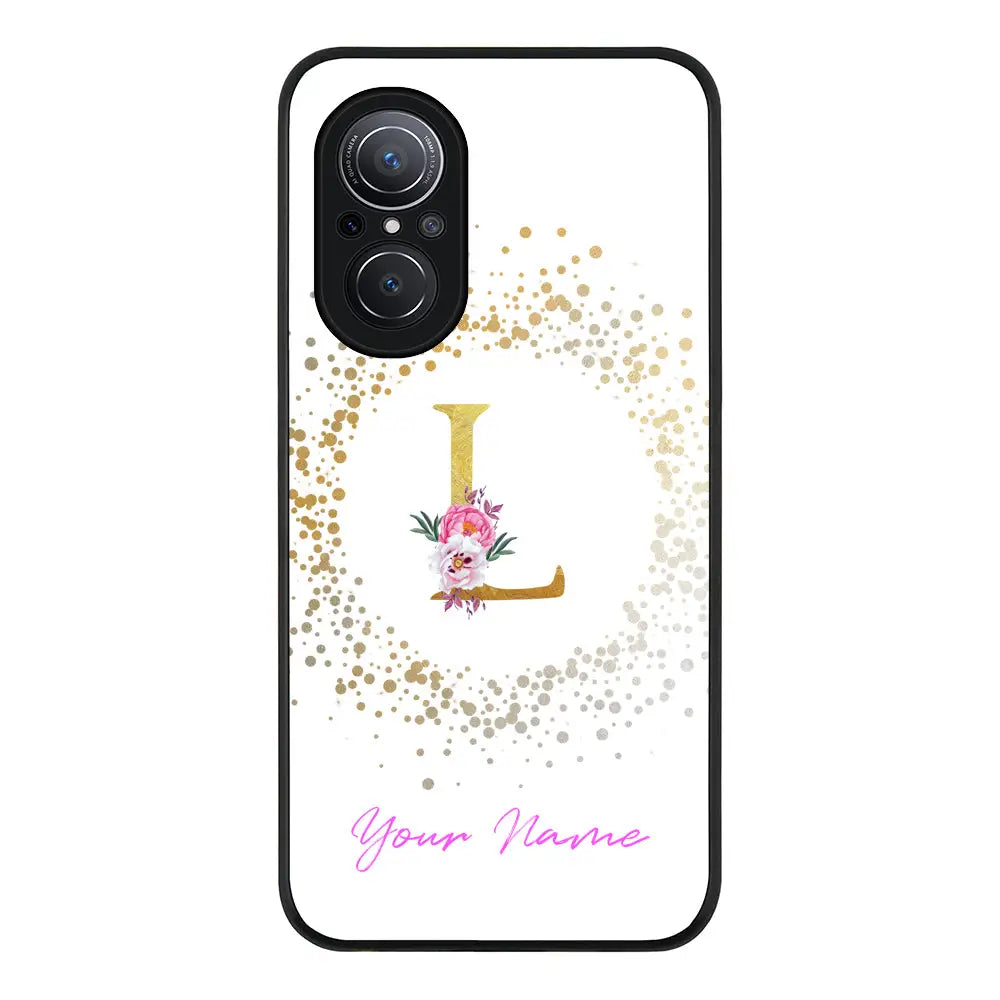 Huawei Nova 9 SE / Rugged Black Floral Initial Phone Case - Huawei - Stylizedd.com