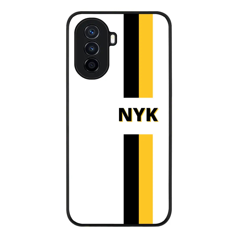 Huawei Nova Y70 / Rugged Black Custom Striped Monogram Phone Case - Huawei - Stylizedd.com