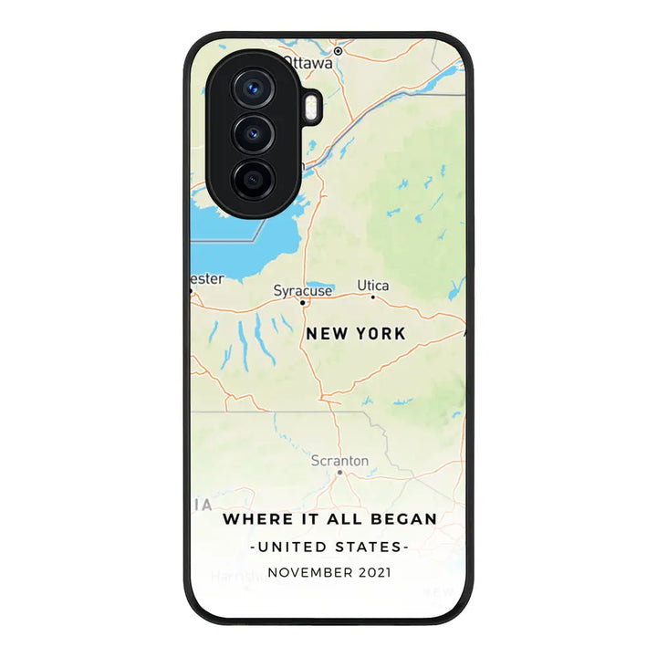 Huawei Nova Y70 / Rugged Black Personalized map, Phone Case - Huawei - Stylizedd.com