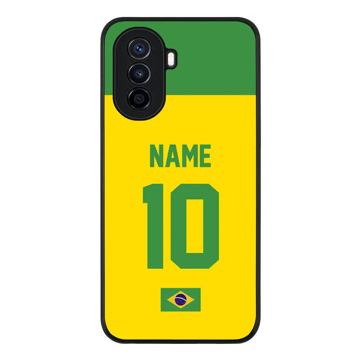 Huawei Nova Y70 / Rugged Black Personalized Football Jersey Phone Case Custom Name & Number - Huawei - Stylizedd.com