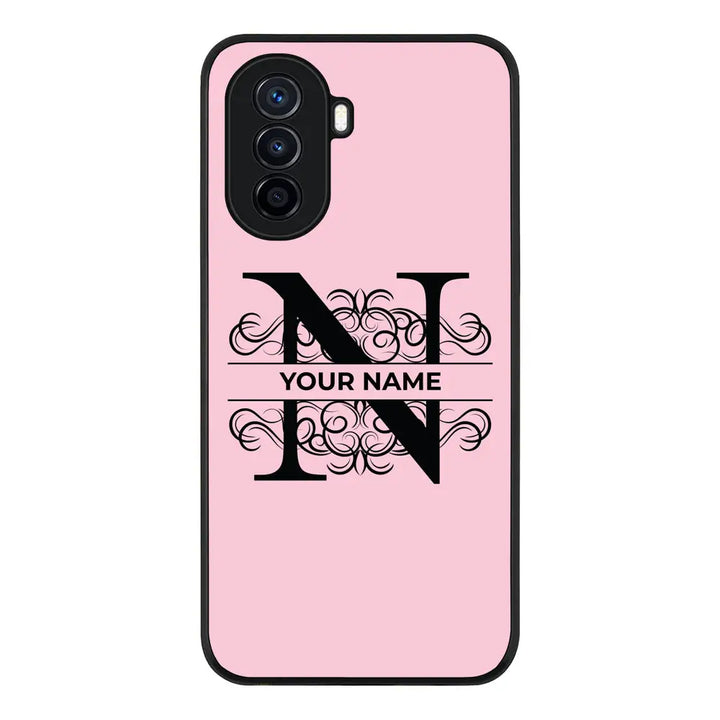 Huawei Nova Y70 / Rugged Black Split Floral Initial Phone Case - Huawei - Stylizedd.com