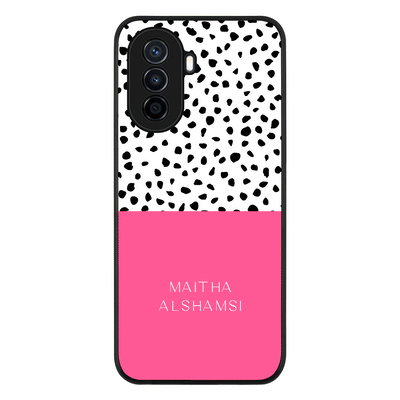 Personalized Text Colorful Spotted Dotted Phone Case - Huawei - Nova Y71 / Rugged Black - Stylizedd