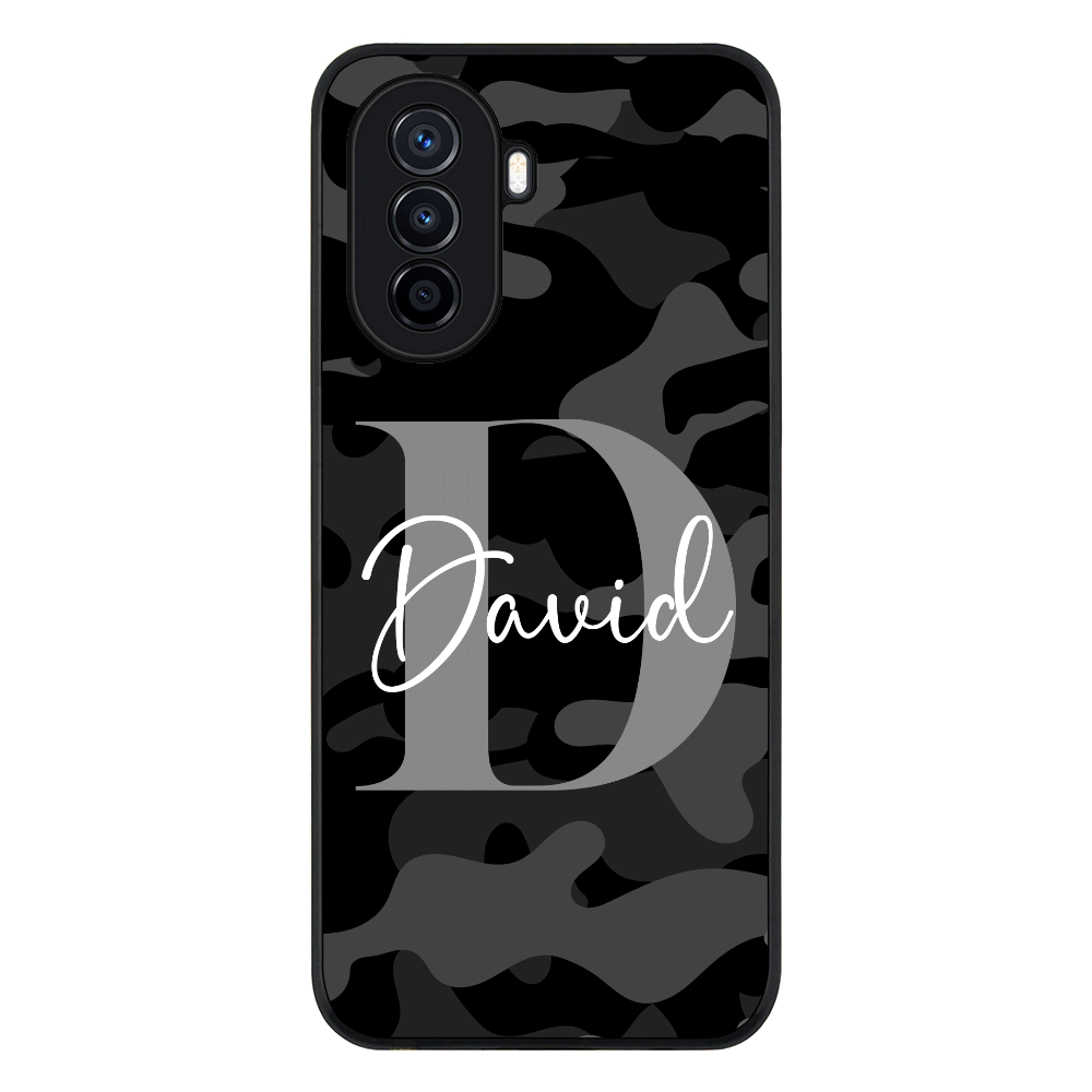 Huawei Nova Y71 / Rugged Black Phone Case Personalized Name Camouflage Military Camo Phone Case - Huawei - Stylizedd
