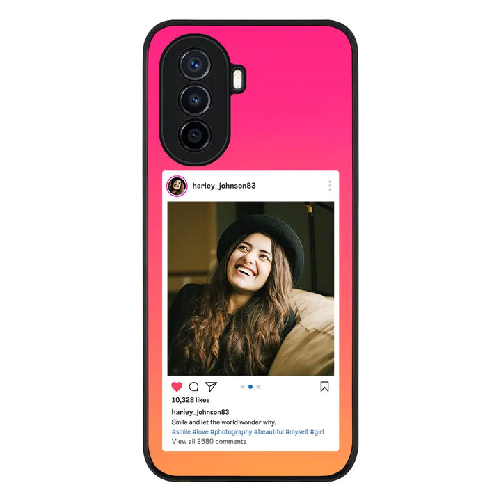 Huawei Nova Y71 / Rugged Black Custom Photo Instagram Post Template, Phone Case - Huawei - Stylizedd.com