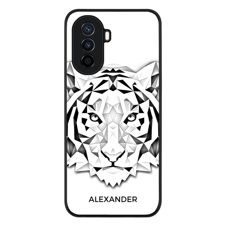 Huawei Nova Y71 / Rugged Black Personalized Text Low Poly Art Design Animals, Phone Case - Huawei - Stylizedd.com