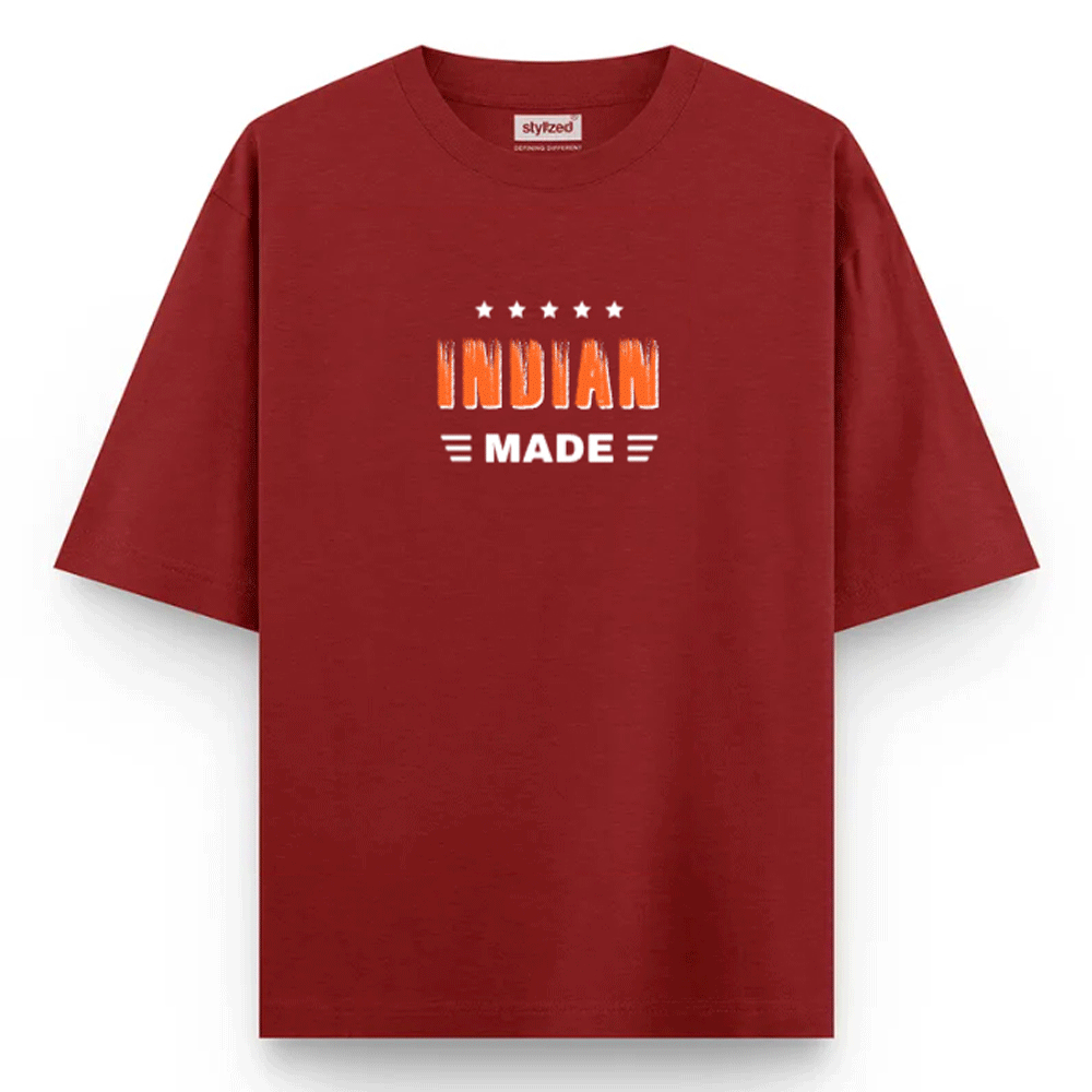 Custom Nationality Made T-shirt - Oversize - Maroon / XS - T-Shirt