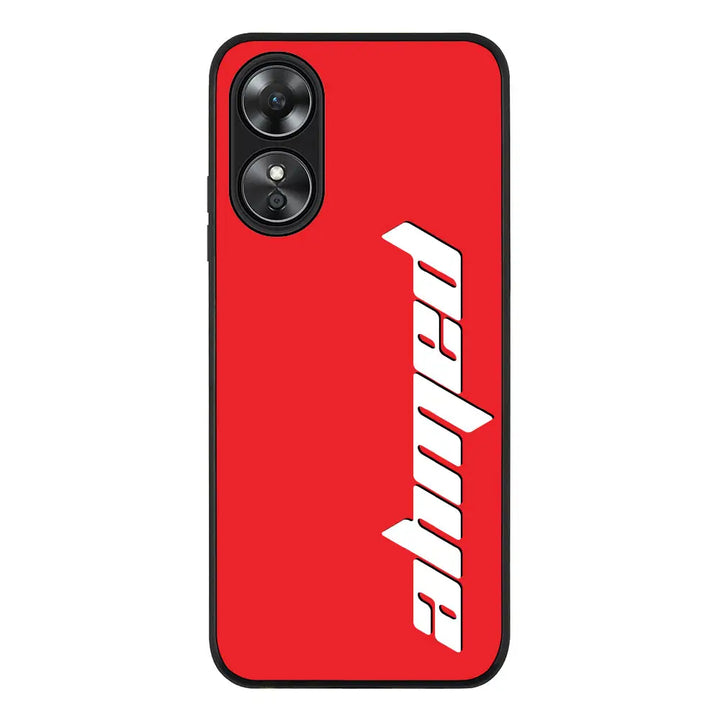 Oppo A17 / Rugged Black Phone Case Custom Text, Vertical Name Phone Case - Oppo - Stylizedd