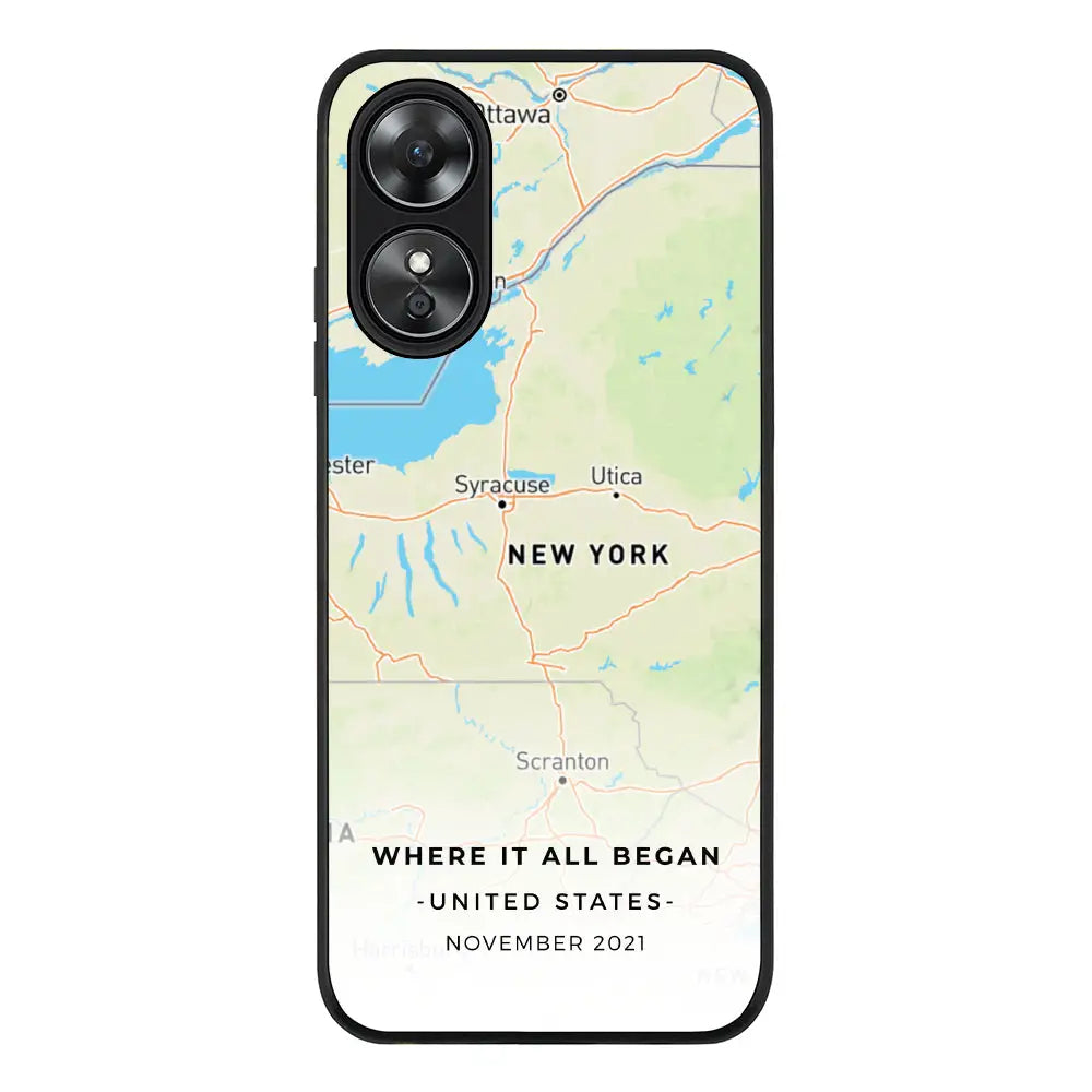 Oppo A17 / Rugged Black Personalized map, Phone Case - Oppo - Stylizedd.com