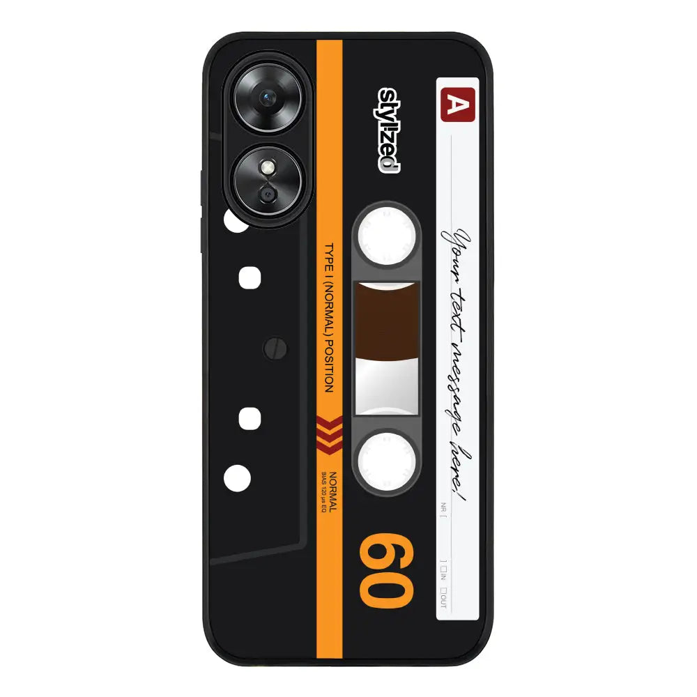 Oppo A17 / Rugged Black Phone Case Custom Retro Cassette Tape Phone Case - Oppo - Stylizedd