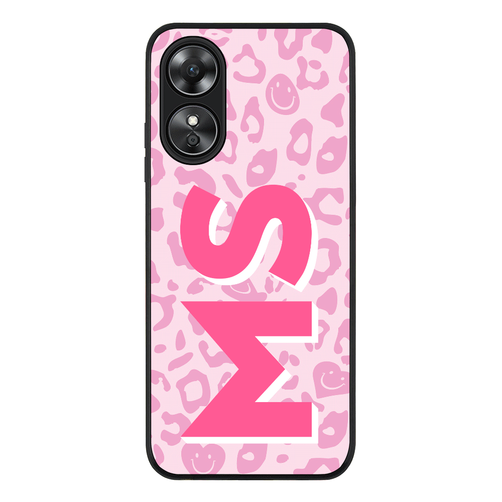 Oppo A17 / Rugged Black Custom Monogram Initial 3D Shadow Text Seamless Pattern, Phone Case - Oppo - Stylizedd.com
