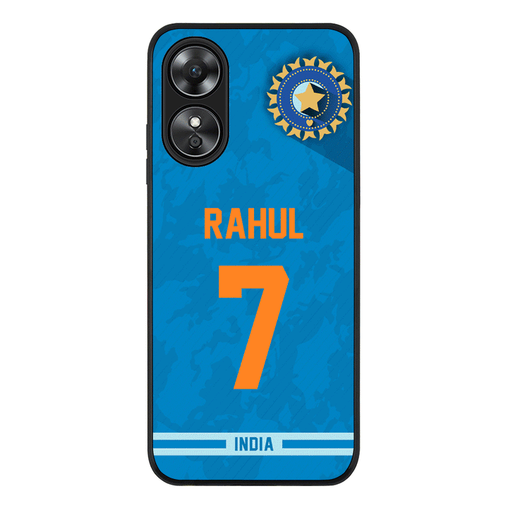 Oppo A17 / Rugged Black Personalized Cricket Jersey Phone Case Custom Name & Number - Oppo - Stylizedd.com