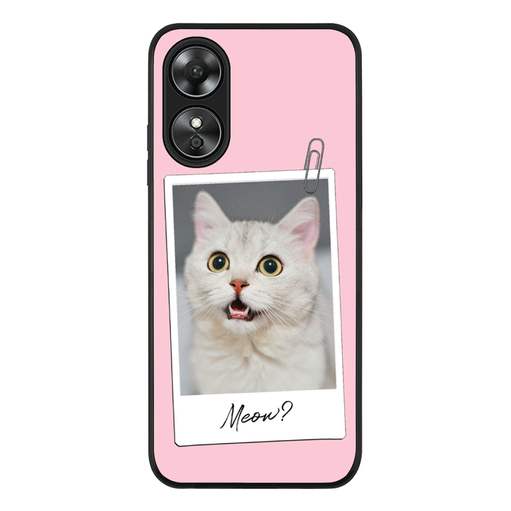 Oppo A17 / Rugged Black Polaroid Photo Pet Cat, Phone Case - Oppo - Stylizedd.com