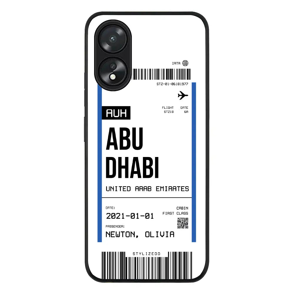 Custom Flight Boarding Pass Ticket Phone Case - Oppo - A18 / A38 / Rugged Black - Stylizedd