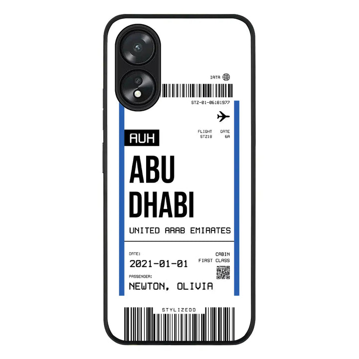 Custom Flight Boarding Pass Ticket Phone Case - Oppo - A18 / A38 / Rugged Black - Stylizedd