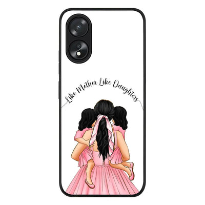 Oppo A18 / Oppo A38 / Rugged Black Phone Case Mother 2 daughters Custom Clipart, Text Phone Case - Oppo - Stylizedd