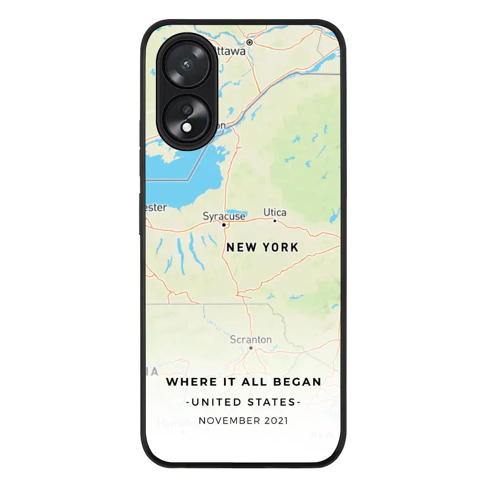 Oppo A18 / Oppo A38 / Rugged Black Phone Case Personalized map, Phone Case - Oppo - Stylizedd