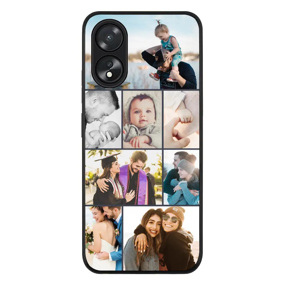 Personalised Photo Collage Grid Phone Case - Oppo - A18 / A38 / Rugged Black - Stylizedd