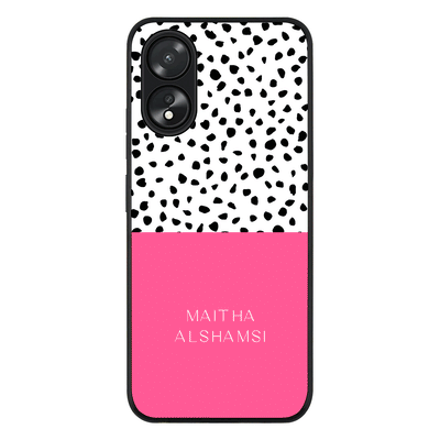 Personalized Text Colorful Spotted Dotted Phone Case - Oppo - A18 / A38 / Rugged Black - Stylizedd