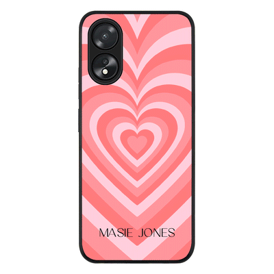 Oppo A18 / Oppo A38 / Rugged Black Phone Case Personalized Name Retro Hearts, Phone Case - Oppo - Stylizedd