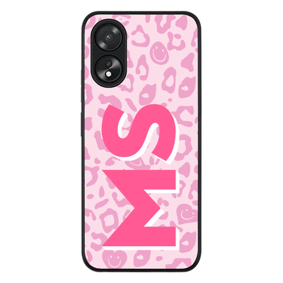 Custom Monogram Initial 3D Shadow Text Seamless Pattern Phone Case - Oppo - A18 / A38 / Rugged Black
