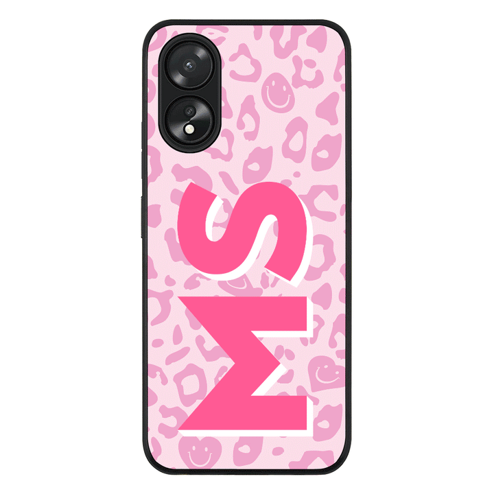 Oppo A18 / Oppo A38 / Rugged Black Custom Monogram Initial 3D Shadow Text Seamless Pattern, Phone Case - Oppo - Stylizedd.com