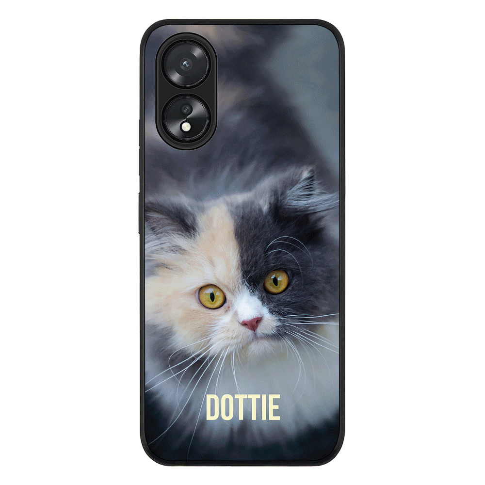 Personalized Pet Cat Phone Case - Oppo - A18 / A38 / Rugged Black - Stylizedd