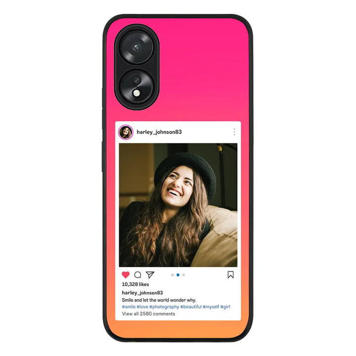 Oppo A18 / Oppo A38 / Rugged Black Custom Photo Instagram Post Template, Phone Case - Oppo - Stylizedd.com