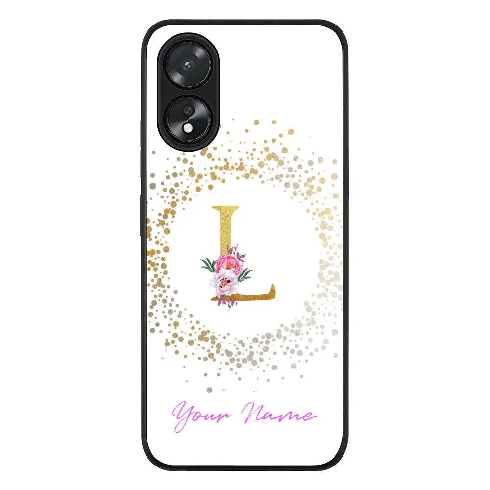 Oppo A18 / Oppo A38 / Rugged Black Phone Case Floral Initial Phone Case - Oppo - Stylizedd