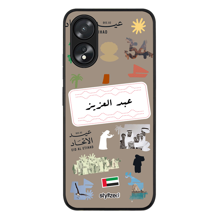 Oppo A18 / Oppo A38 / Rugged Black Custom Eid Al Etihad 54 National Day Sticker, Phone Case - Oppo - Stylizedd.com
