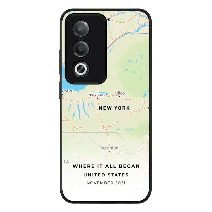 Oppo A3 Pro / A80 / Rugged Black Personalized map, Phone Case - Oppo - Stylizedd.com