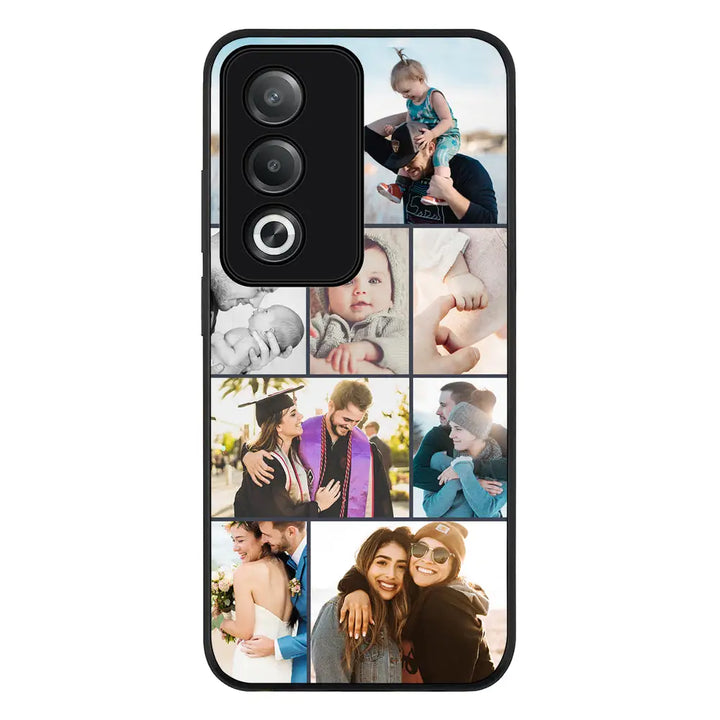 Oppo A3 Pro / A80 / Rugged Black Personalised Photo Collage Grid Phone Case - Oppo - Stylizedd.com