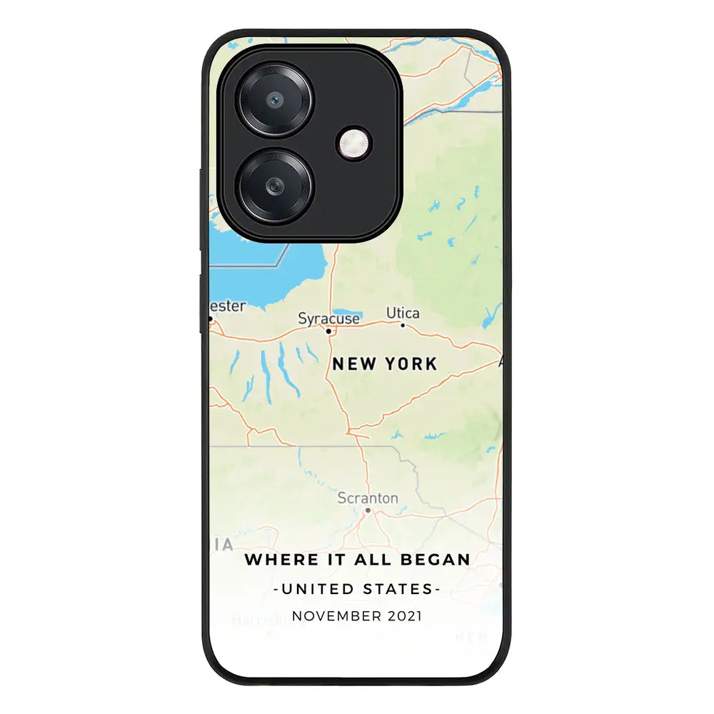 Oppo A3x 4G / A3 4G / Rugged Black Personalized map, Phone Case - Oppo - Stylizedd.com