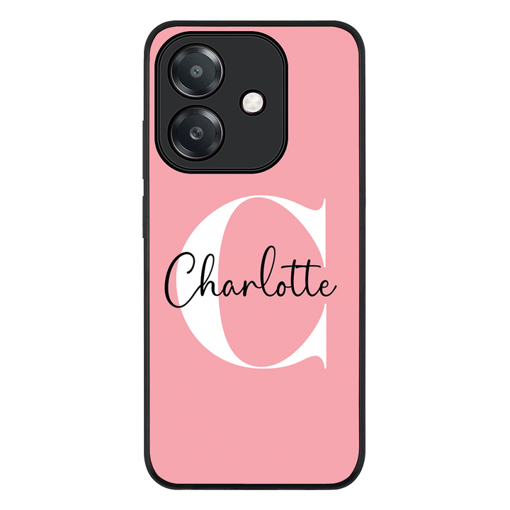 Oppo A3x 4G / A3 4G / Rugged Black Custom Monogram Large Initial Name & Letter, Phone Case - Oppo - Stylizedd.com