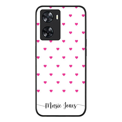 Oppo A57 4G / Oppo A77 4G / Oppo A77s Rugged Black Heart Pattern Custom Text, My Name Phone Case - Oppo - Stylizedd.com