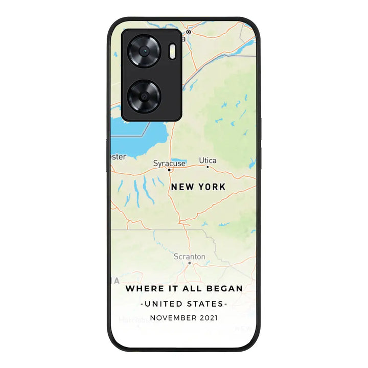 Oppo A57 4G / Oppo A7 7 4G / Oppo A77s / Rugged Black Personalized map, Phone Case - Oppo - Stylizedd.com