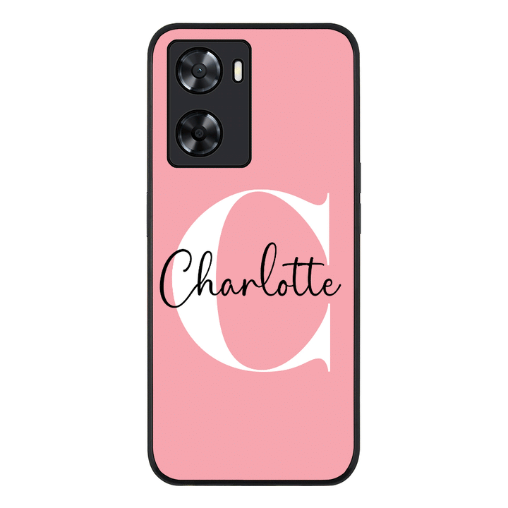 Oppo A57 4G / Oppo A7 7 4G / Oppo A77s / Rugged Black Custom Monogram Large Initial Name & Letter, Phone Case - Oppo - Stylizedd.com
