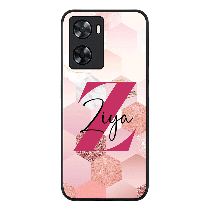 Oppo A57 4G / Oppo A7 7 4G / Oppo A77s / Rugged Black Personalized Text Geometric Pink Marble Texture, Phone Case - Oppo - Stylizedd.com